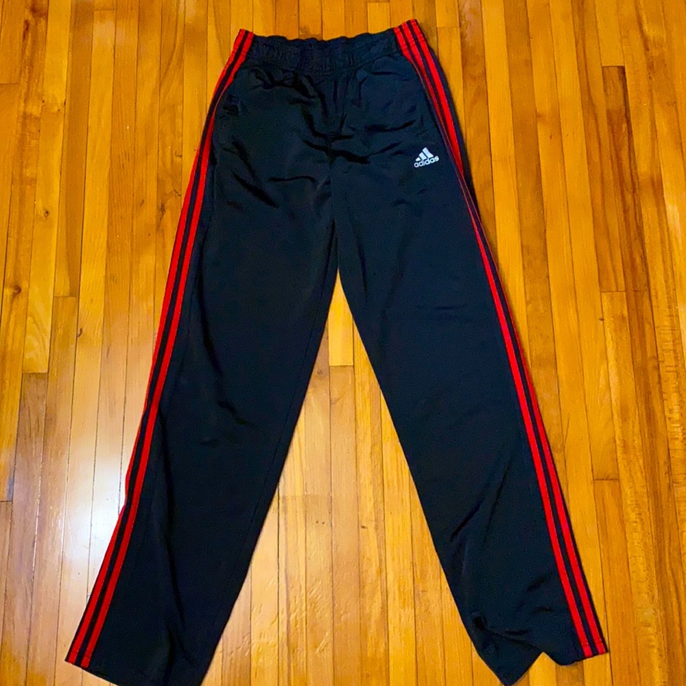 Men’s Adidas Black and Red Track Pants